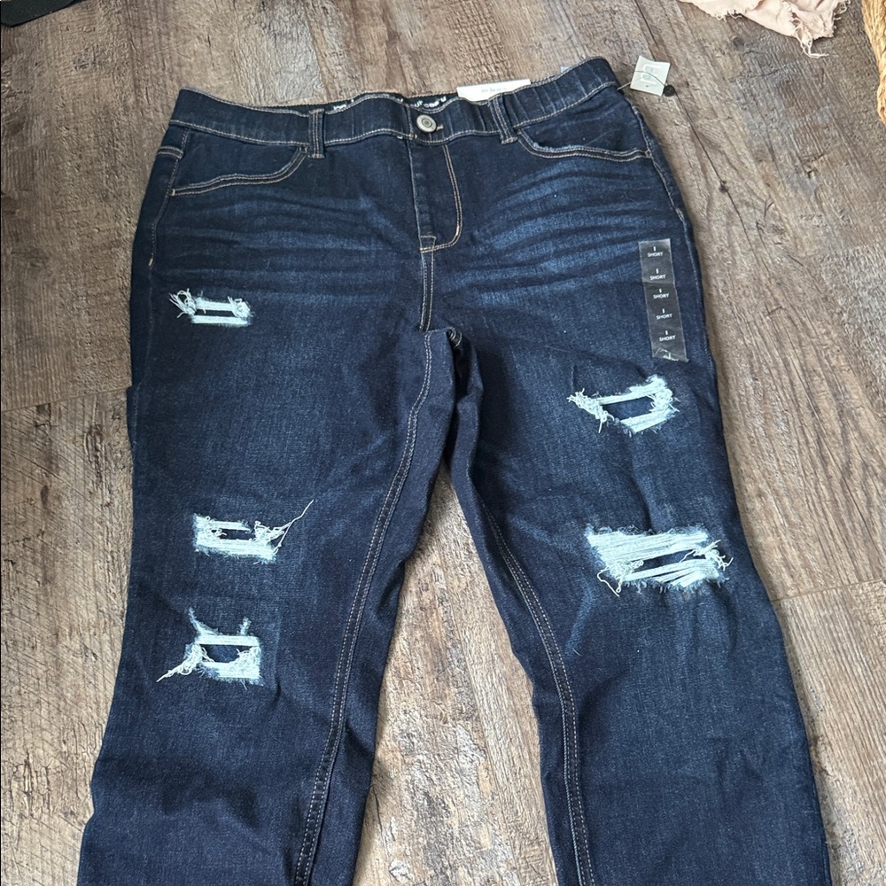 Maurices Dark Blue Distressed Skinny Jeans